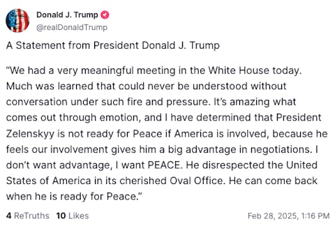 ترامپ می گوید زلنسکی 'آماده صلح نیست'