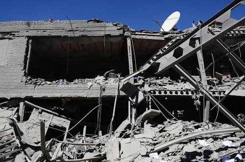 The aftermath of Monday's US-Israeli strike on Iranian university