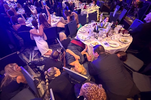 In pictures: Guests take cover